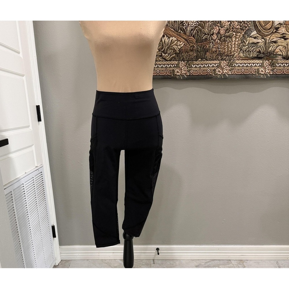 Lululemon Leggings Womens 6 Black Capri High Rise Mesh Pocket Athletic Workout